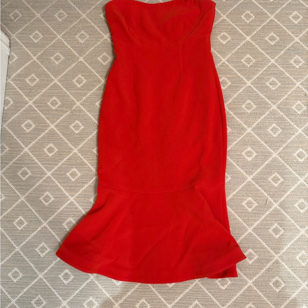 Cinq a Sept Red Strapless Sheath Dress Cocktail